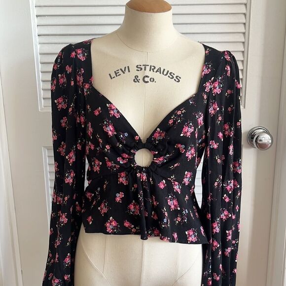 NWOT AFRM Black Floral Top - Picture 2 of 4